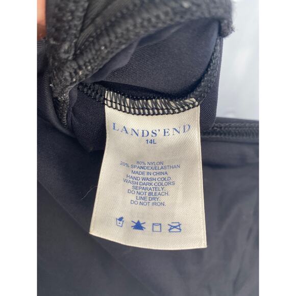 Lands End Black Halter Top Tankini Swimsuit Shelf Bra V-neck size 14 Long - Picture 4 of 7
